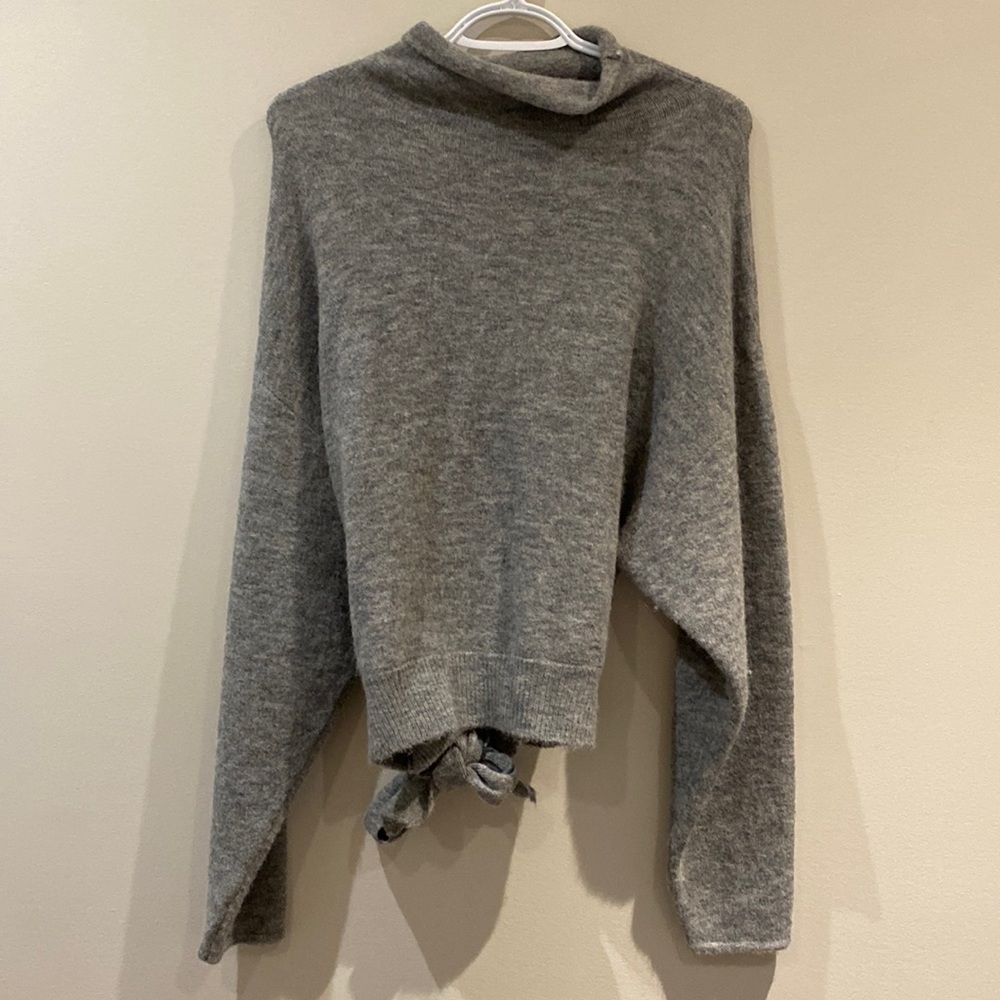 Wilfred Grey Pullover Sweater with back tie